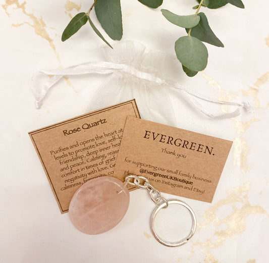 Rose Quartz Crystal Palm Keychain - Love, Calmness & Healing