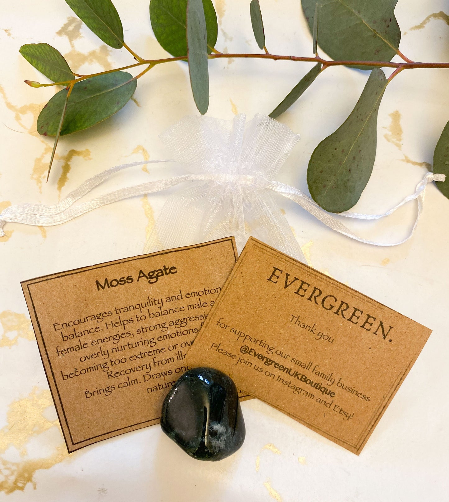 Moss Agate Crystal Tumbled Stone - Tranquility, Balance & Calm