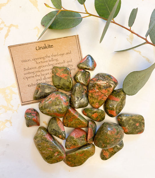 Unakite Crystal Tumbled Stone - Grounding, Healing & Vision