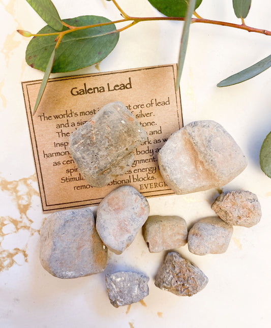 Galena Lead Crystal Tumbled Stone - Grounding, Transformation & Harmony