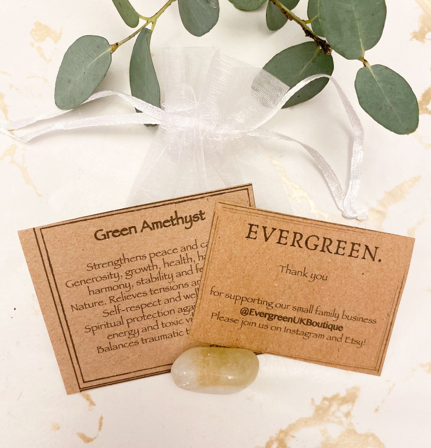 Green Amethyst Crystal Tumbled Stone - Peace, Calm & Growth