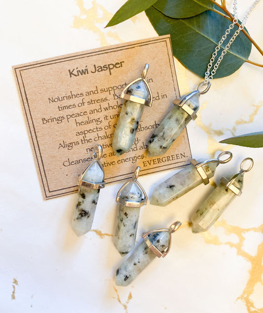 Kiwi Jasper Crystal Pendant - Peace, Healing & Wholeness
