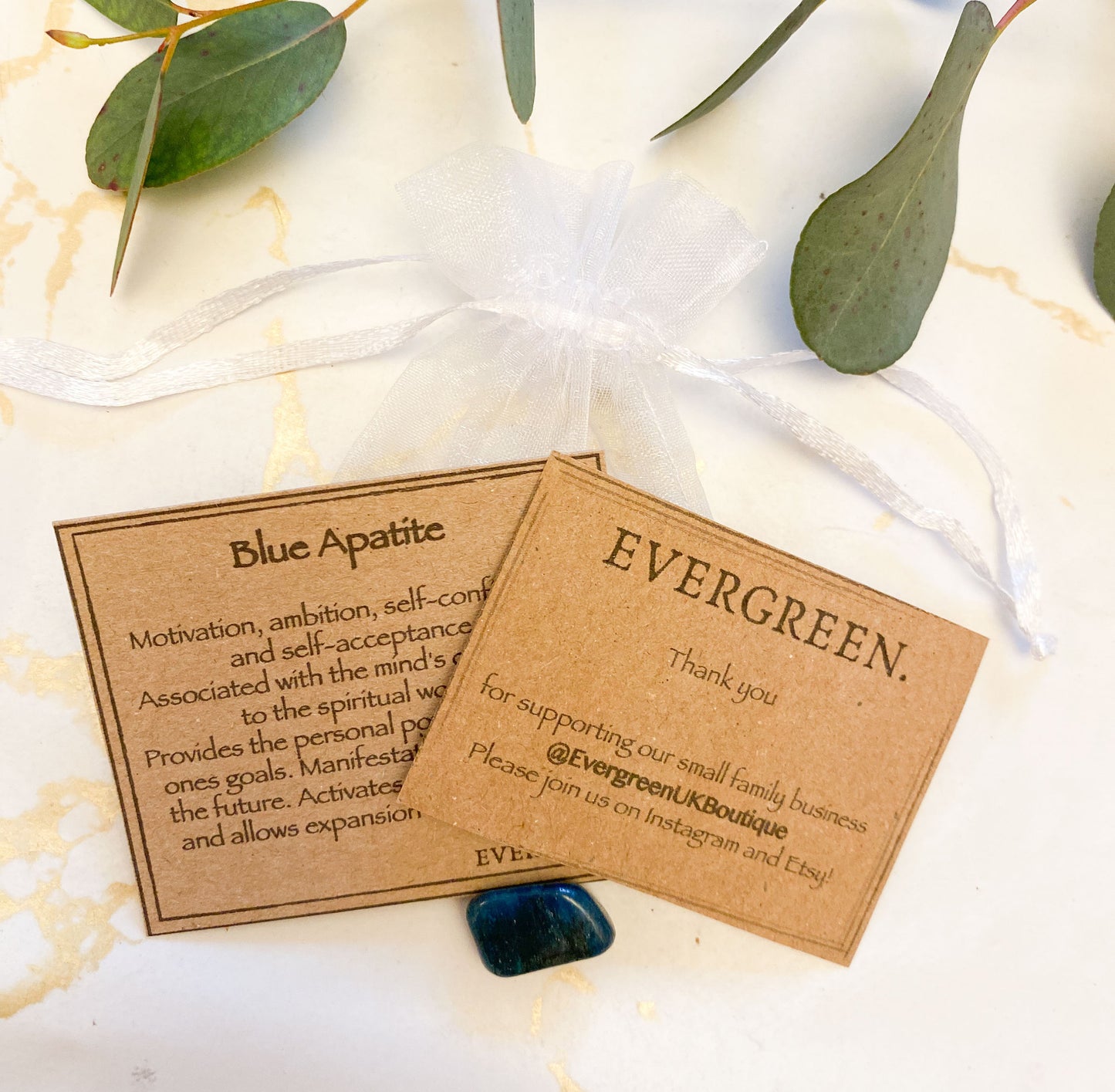Blue Apatite Crystal Tumbled Stone - Motivation, Ambition & Self-Confidence
