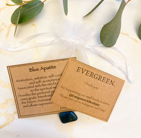 Blue Apatite Crystal Tumbled Stone - Motivation, Ambition & Self-Confidence