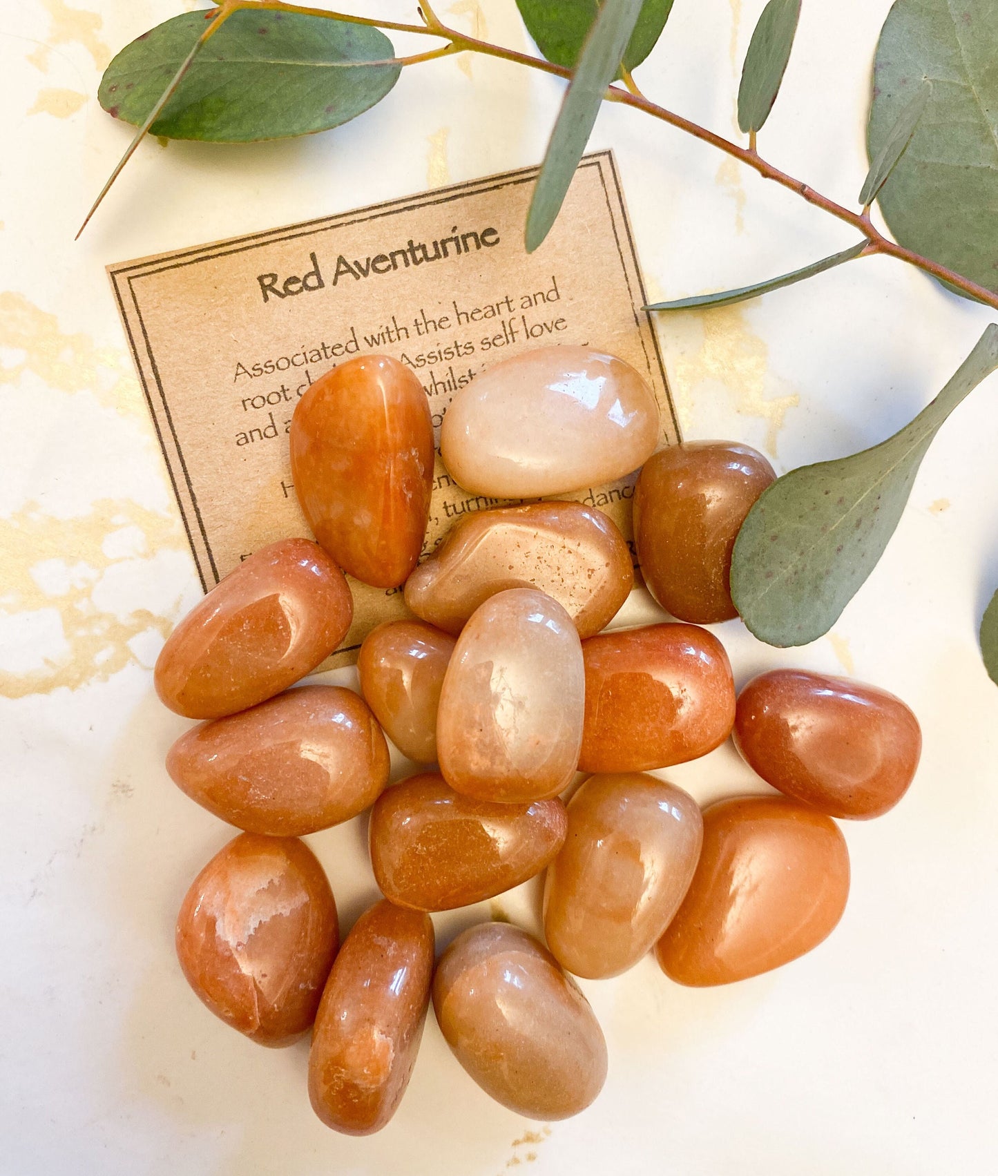 Red Aventurine Crystal Tumbled Stone - Manifestation, Self-Love & Good Luck