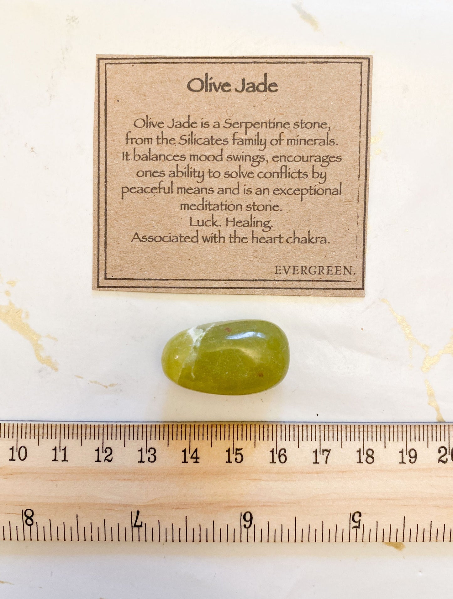 Olive Jade Crystal Tumbled Stone - Balance, Peace & Healing