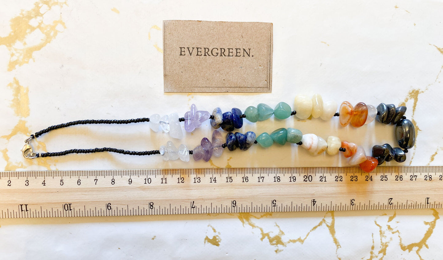 Chakra Crystal Chip Necklace -  Quartz, Amethyst, Sodalite, Citrine, Agate & Hematite