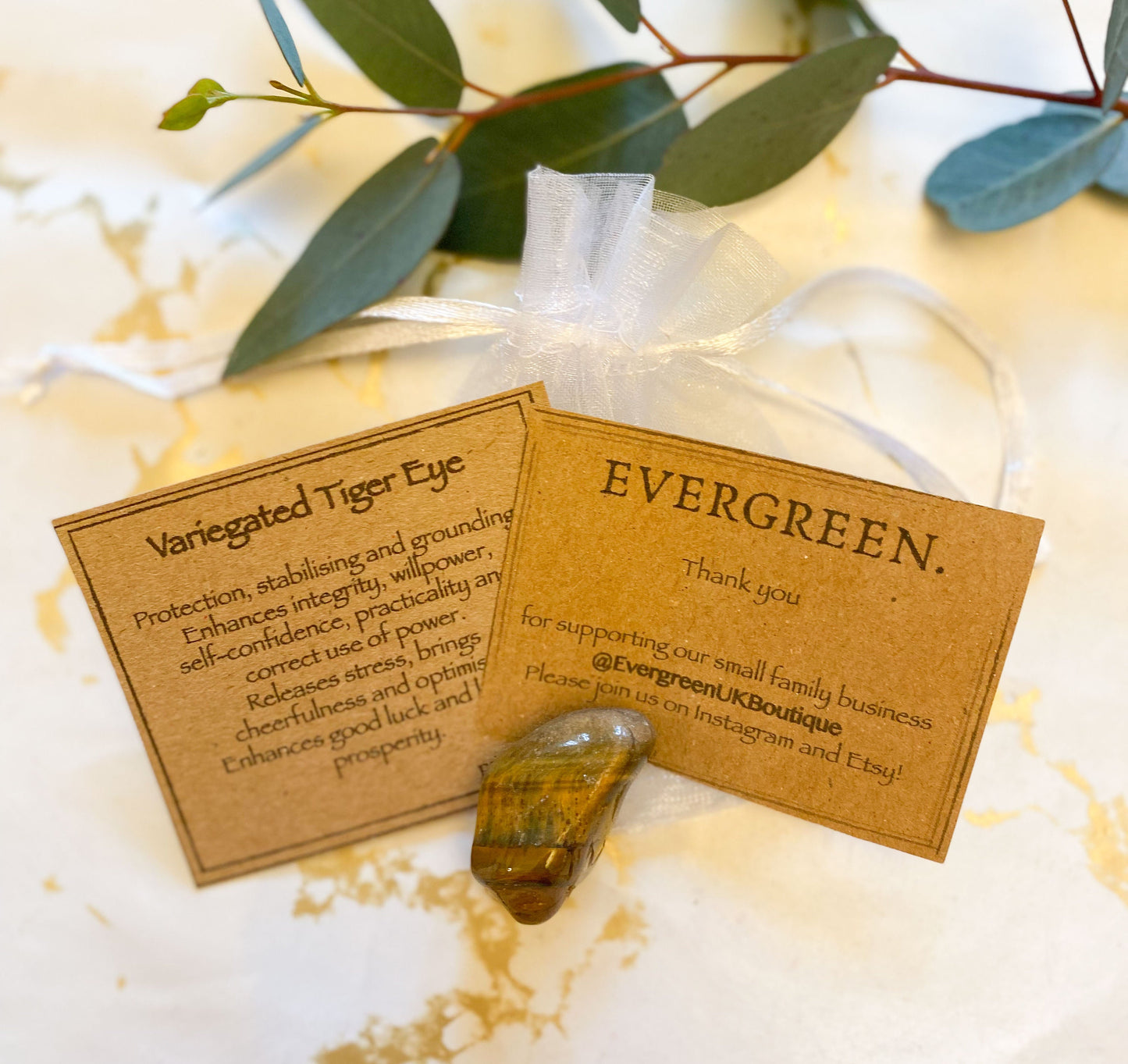 Variegated Tiger Eye Crystal Tumbled Stone - Protection, Stability & Grounding
