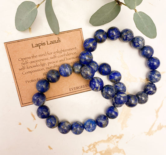 Lapis Lazuli Crystal Power Bracelet 12mm - Enlightenment, Peace & Protection