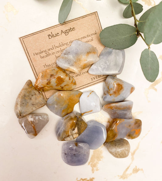 Light Blue Agate Crystal Tumbled Stone - Healing, Truth & Growth