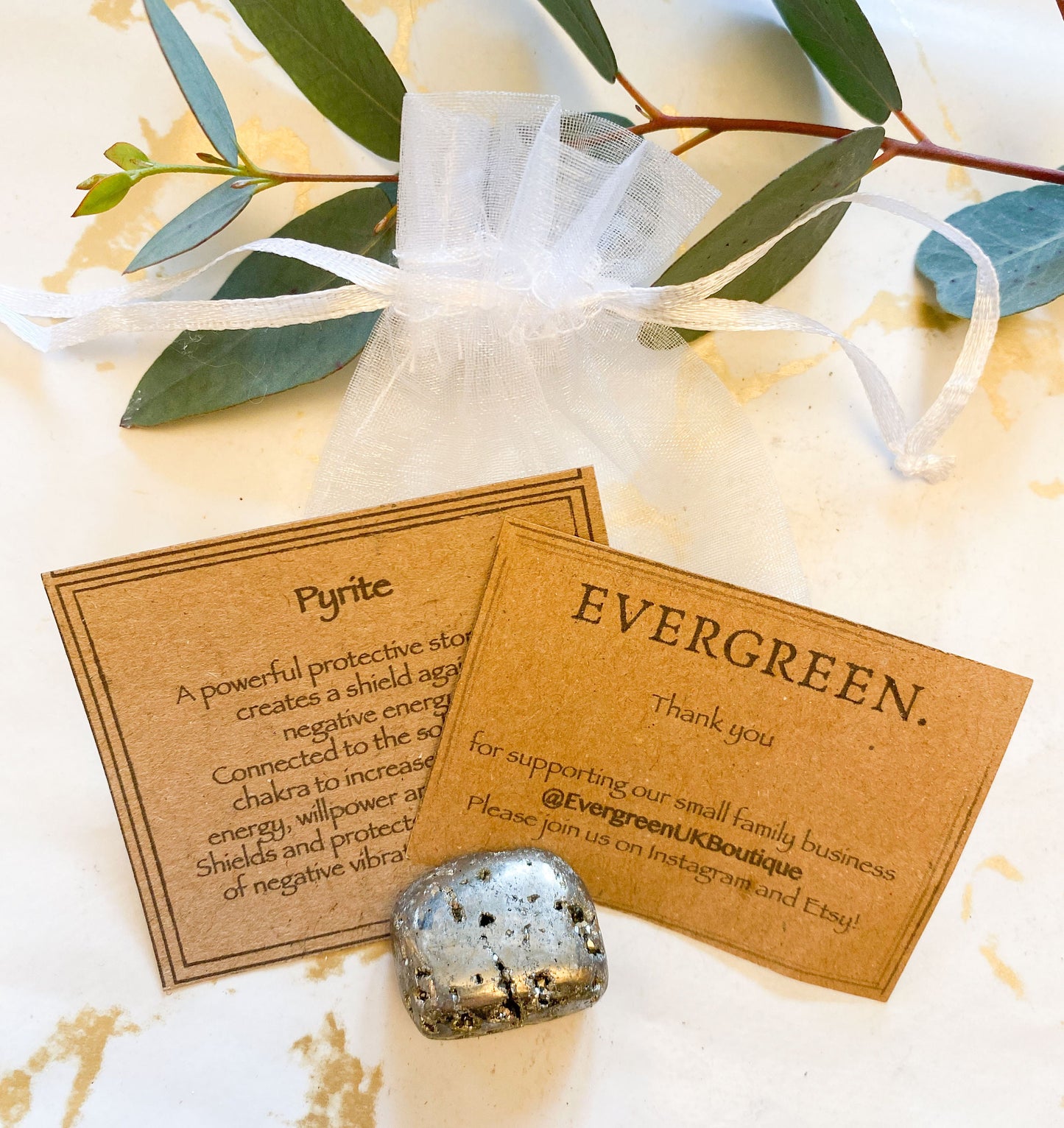 Pyrite Crystal Tumbled Stone - Strength, Energy & Willpower