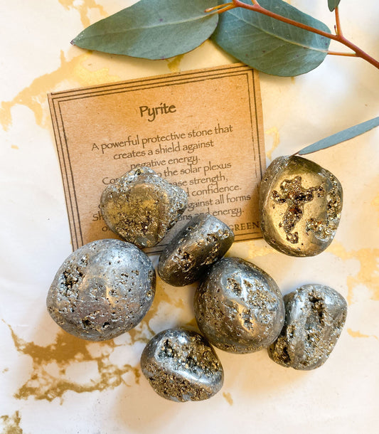 Pyrite Crystal Tumbled Stone - Strength, Energy & Willpower