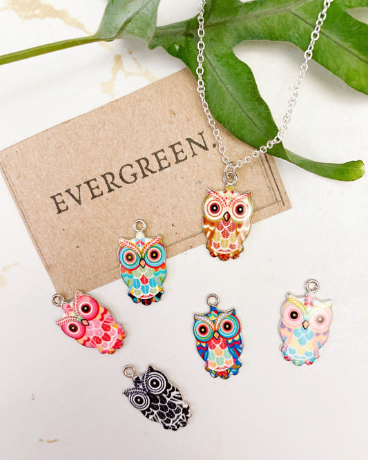 Pretty Enamel Owl Pendants - Wide Variety Of Colours
