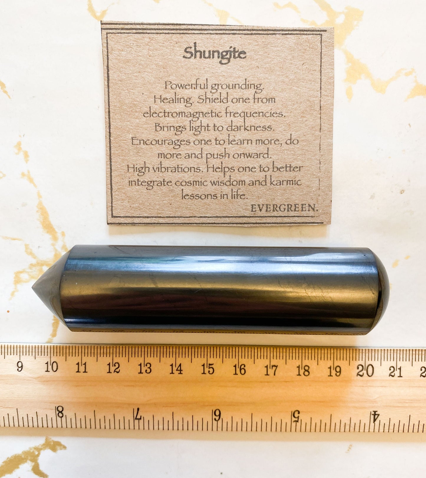 Shungite Crystal Point Wand - Grounding, Healing & Vibrations