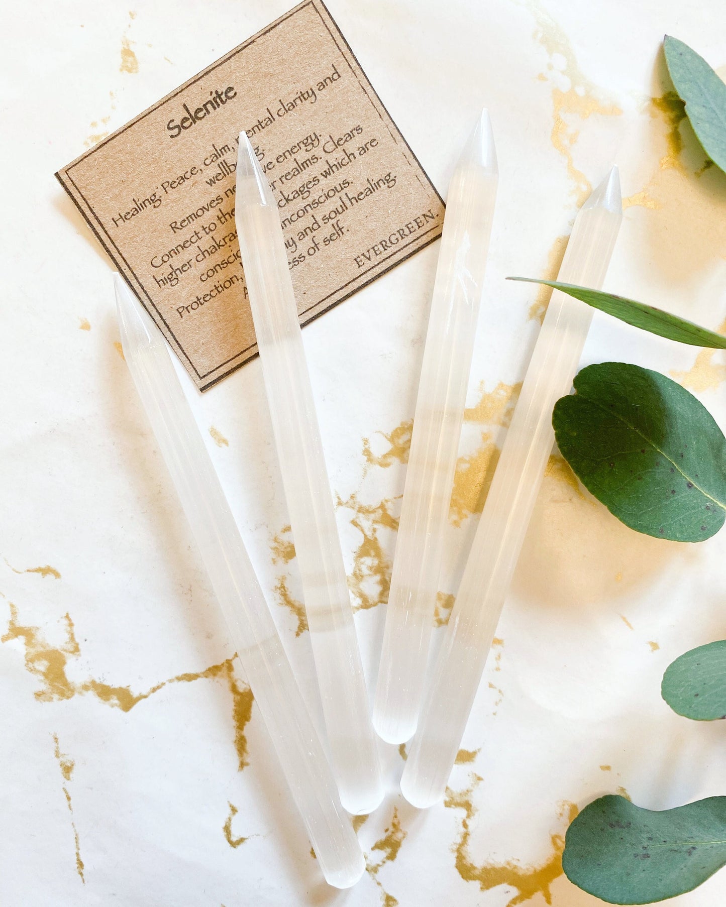 Selenite Crystal Pointed Pencil Wand - Peace, Clarity & Wellbeing
