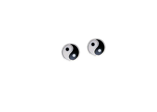Stunning Sterling Silver Yin Yang Stud Earrings