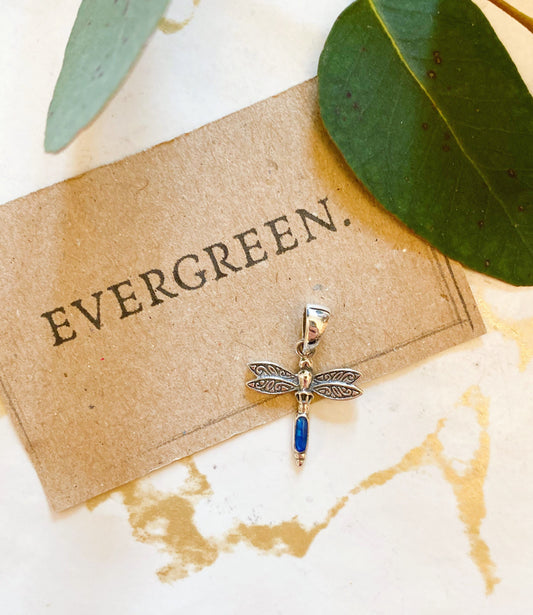 Sterling Silver Dragonfly & Paua Shell Pendant