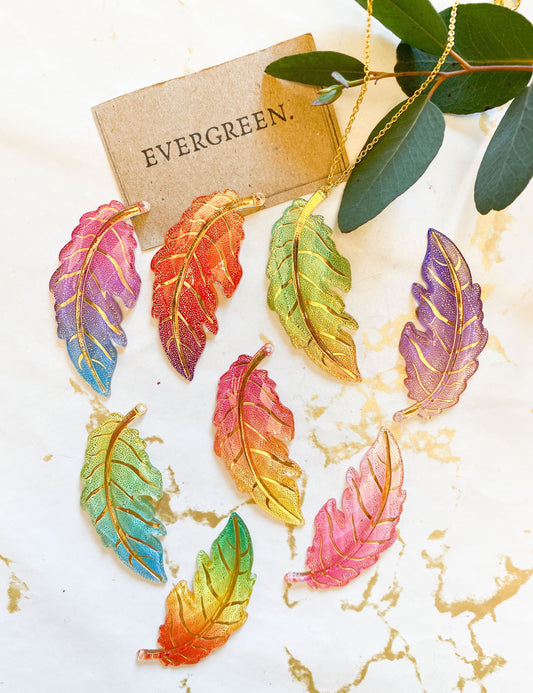 Metallic Acrylic Leaf Pendants - Wide Variety Of Colours!
