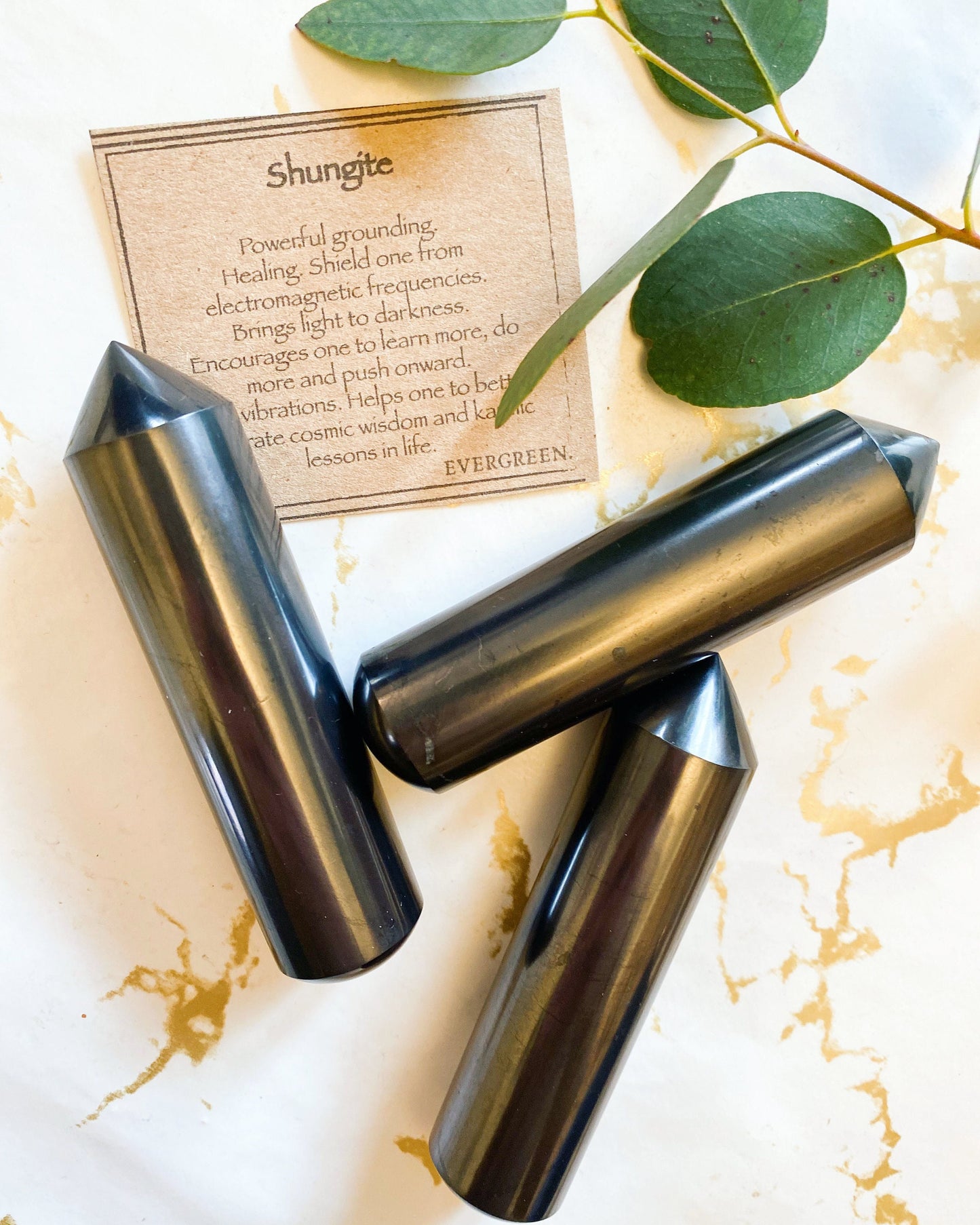 Shungite Crystal Point Wand - Grounding, Healing & Vibrations