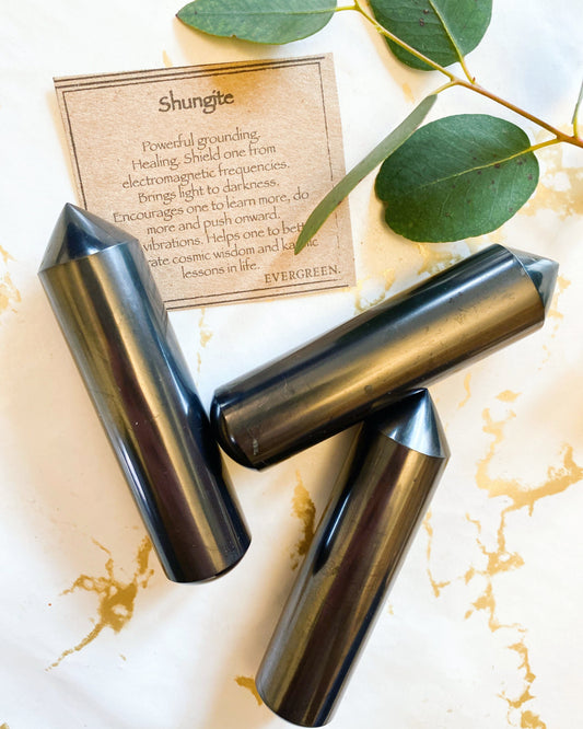Shungite Crystal Point Wand - Grounding, Healing & Vibrations