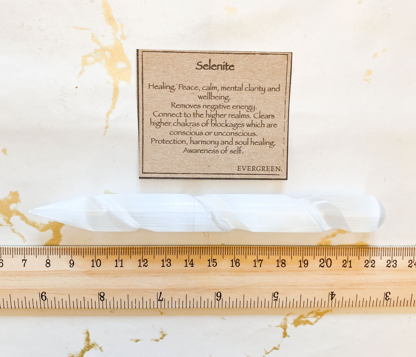 Selenite Crystal Spiral Pointed Wand - Healing, Peace & Clarity
