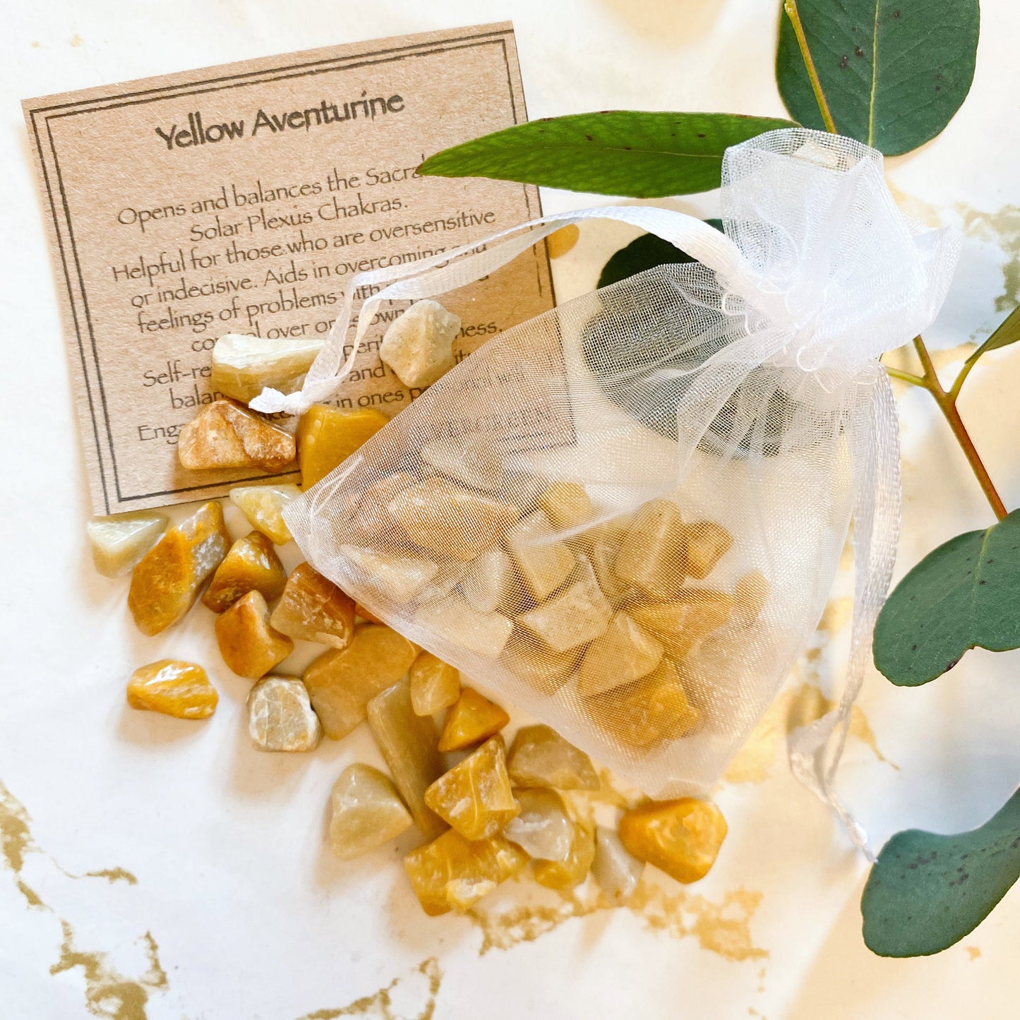 Yellow Aventurine Crystal Chips Gift Bag 20g - Balance, Calmness & Optimism