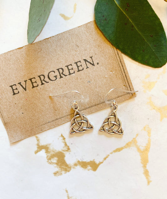 Stunning Sterling Silver Triquetra Dangle Earrings