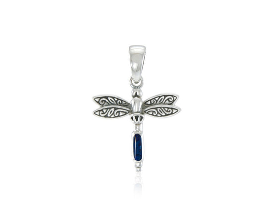 Sterling Silver Dragonfly & Paua Shell Pendant