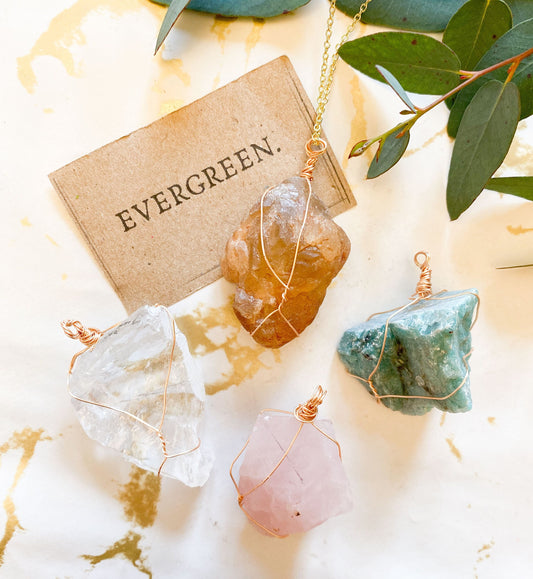 Raw Crystal Wire Wrapped Pendant - Wide Variety Available!