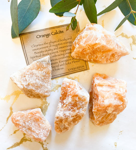 Raw / Rough Orange Calcite Crystal - Vitality, Happiness & Creativity