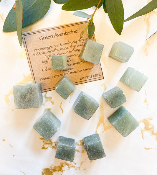 Green Aventurine Crystal Cube - Leadership, Joy & Good Luck