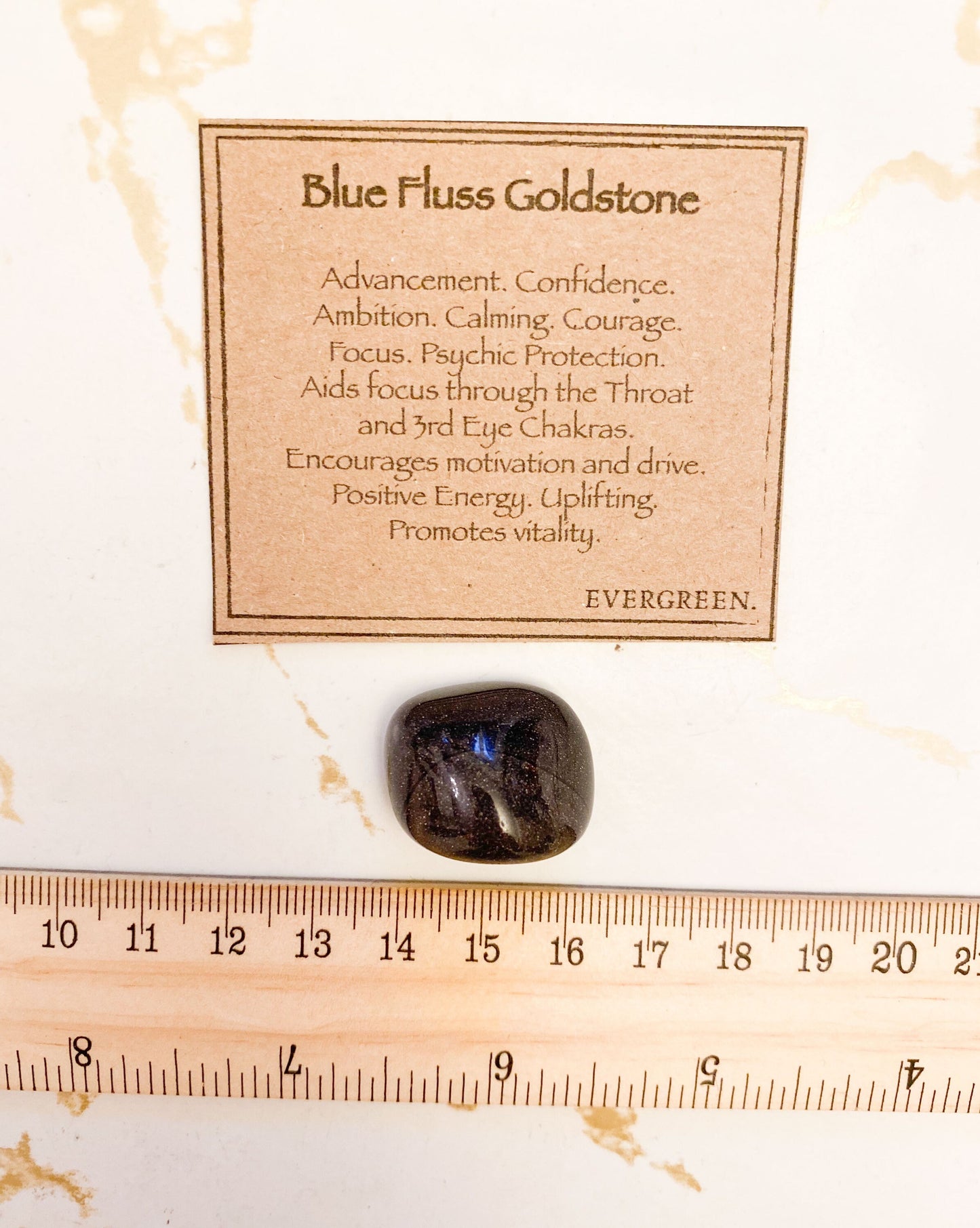 Blue Fluss Goldstone Crystal Tumbled Stone - Advancement, Courage & Focus
