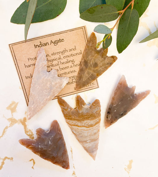 Indian Agate Crystal Arrow Head - Protection, Strength & Harmony