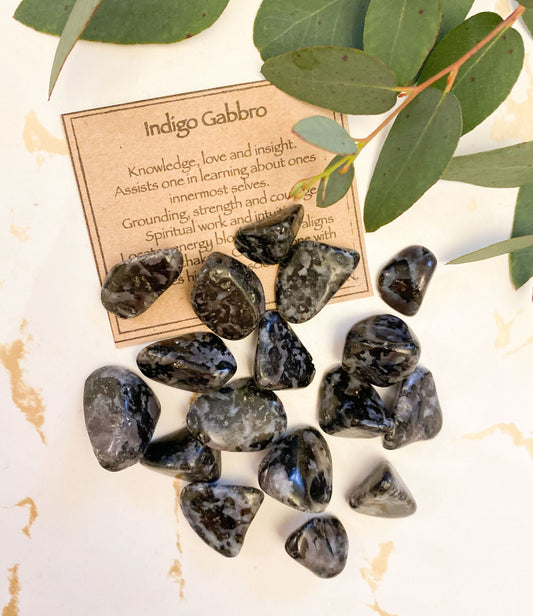 Indigo Gabbro Crystal Tumbled Stone - Knowledge, Love & Insight