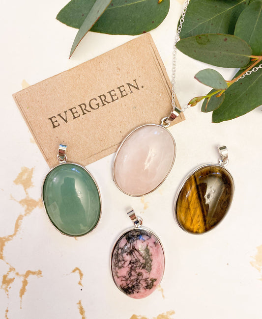 Large Oval Crystal Pendant - Wide Variety Available!