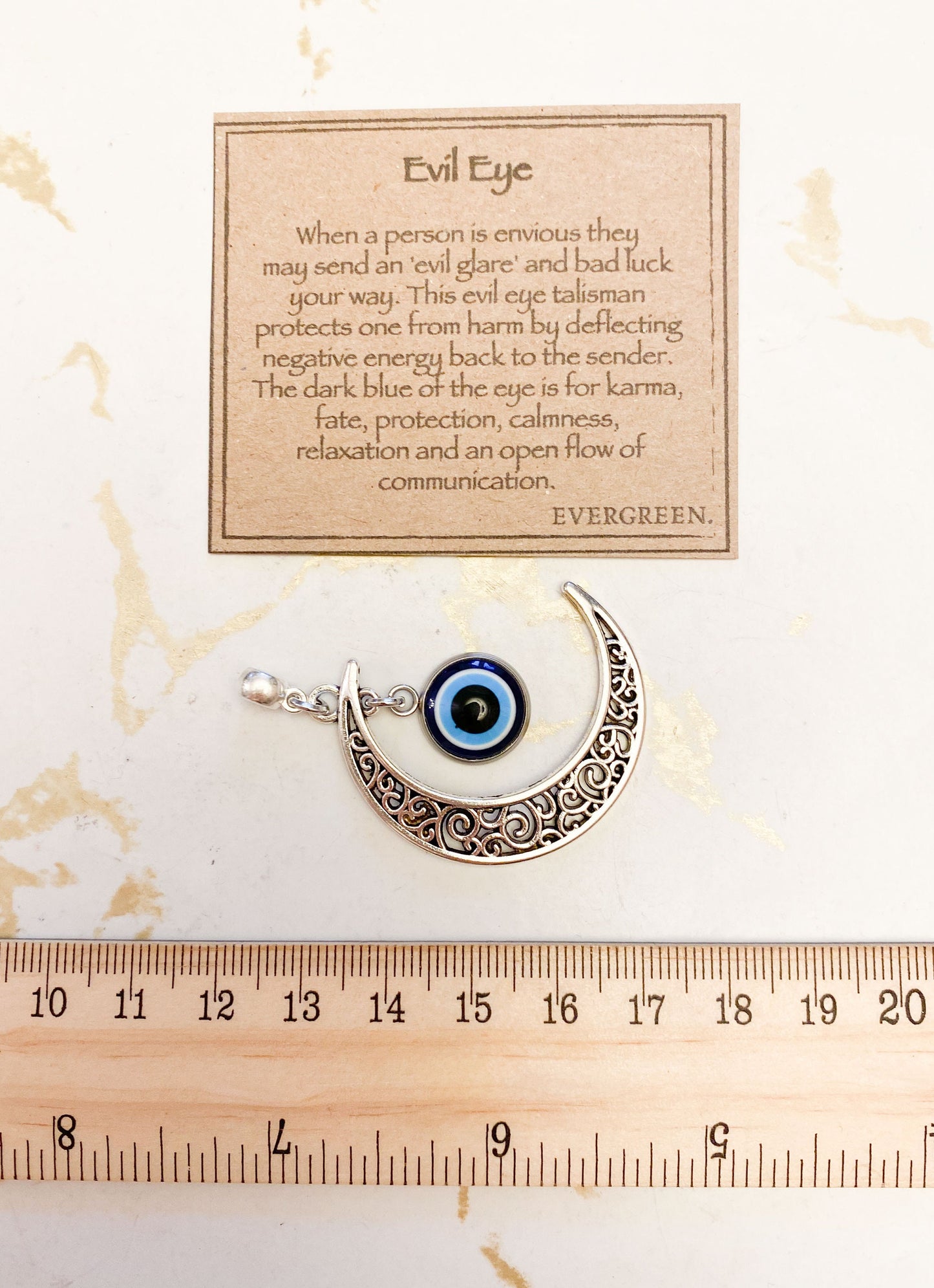 Evil Eye And Moon Pendant - Protection, Calmness & Relaxation
