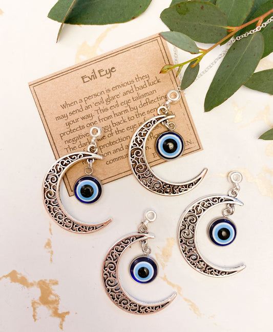 Evil Eye And Moon Pendant - Protection, Calmness & Relaxation