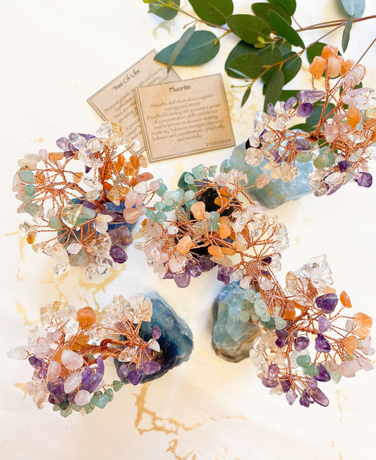 Handmade Mixed Crystal Tree Of Life On A Fluorite Base
