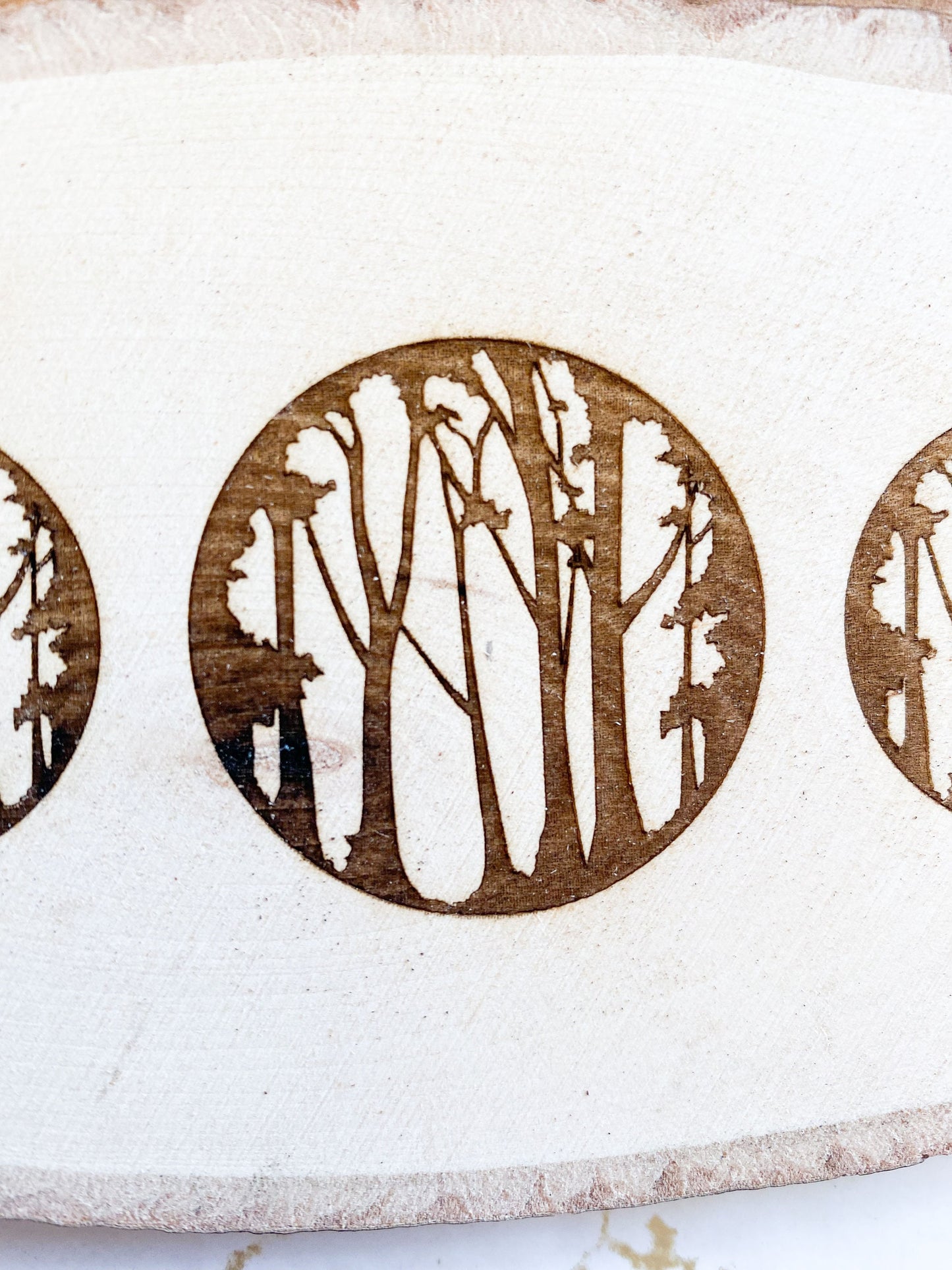Lunar Phase Woodland Scene Wooden Slice / Hanging Sign