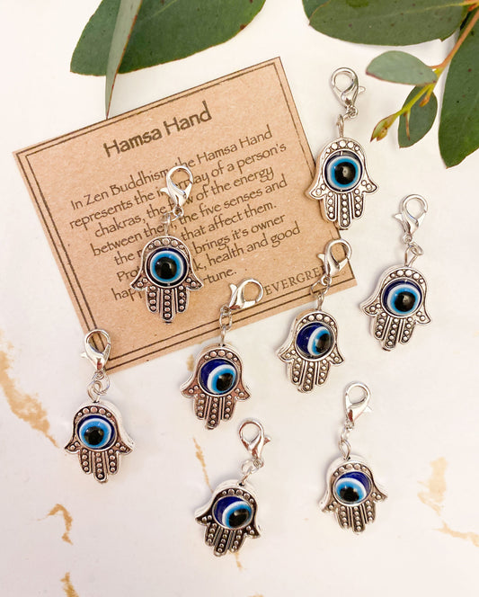 Hamsa Hand With Evil Eye Pendant - Protection, Happiness & Good Fortune