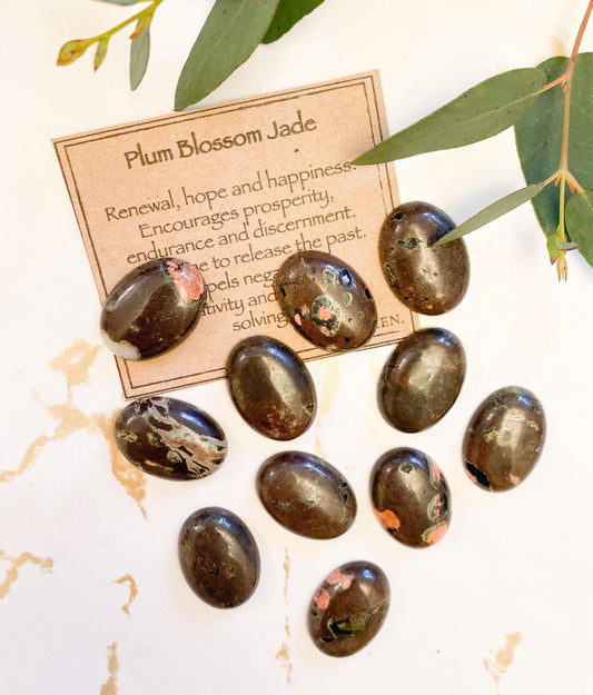 Plum Blossom Jade Crystal Cabochon - Renewal, Hope & Happiness