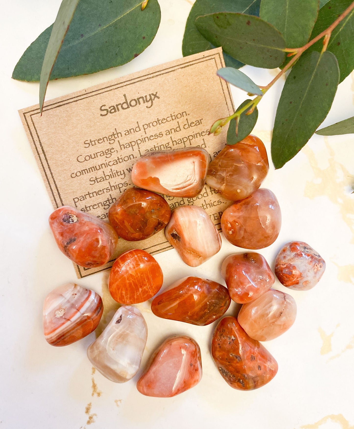 Sardonyx Crystal Tumbled Stone - Strength, Protection & Courage
