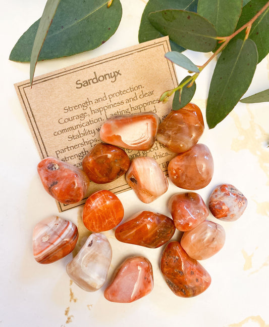 Sardonyx Crystal Tumbled Stone - Strength, Protection & Courage