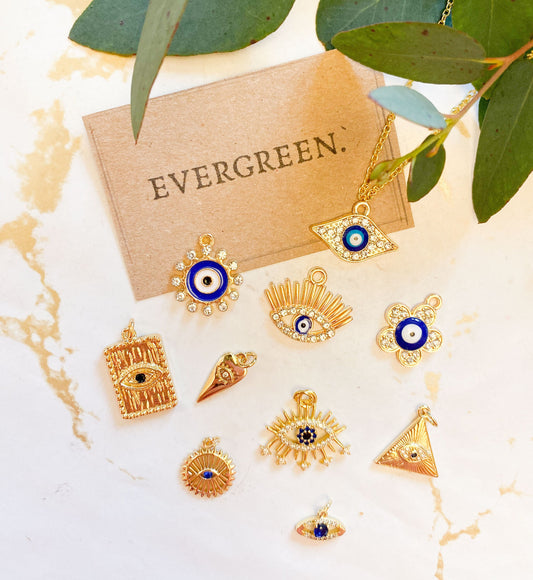 Gold & Diamante Egyptian Evil Eye  Pendant