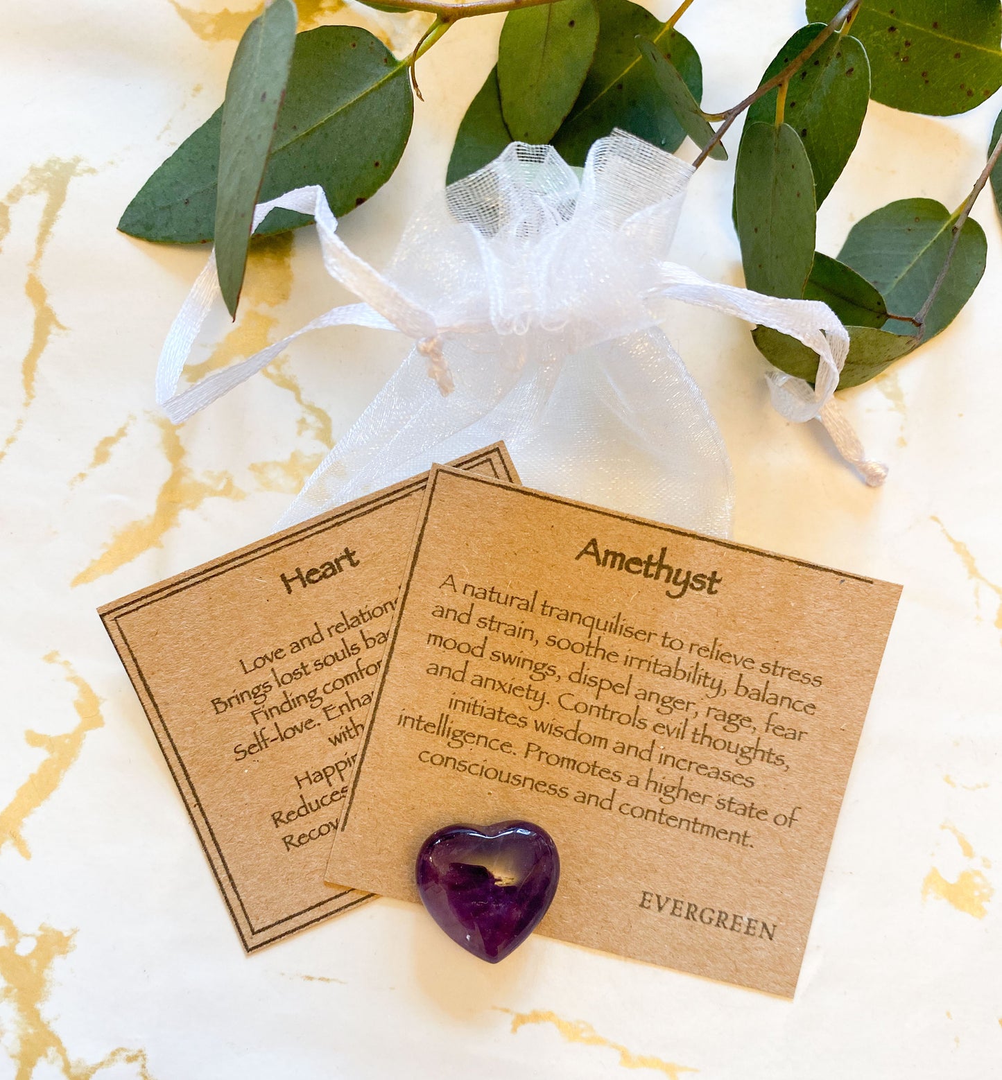 Amethyst Crystal Heart 15mm / 20mm - Balance, Wisdom & Contentment