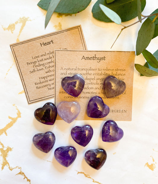 Amethyst Crystal Heart 15mm / 20mm - Balance, Wisdom & Contentment