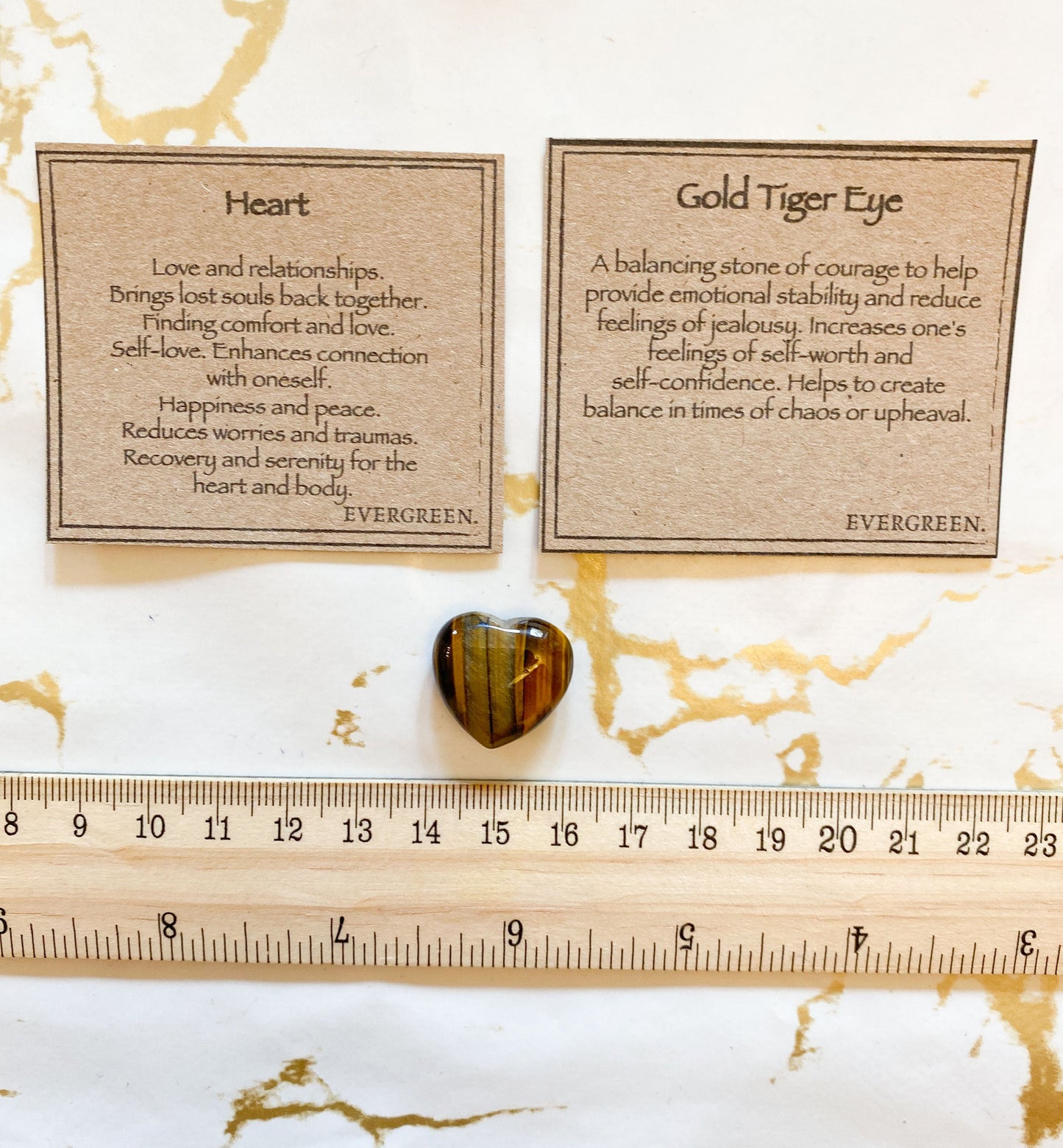Gold Tiger Eye Crystal Heart 15mm / 20mm - Balance, Self-Worth & Self-Confidence