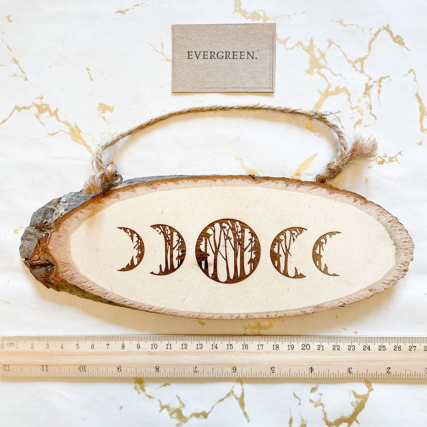 Lunar Phase Woodland Scene Wooden Slice / Hanging Sign