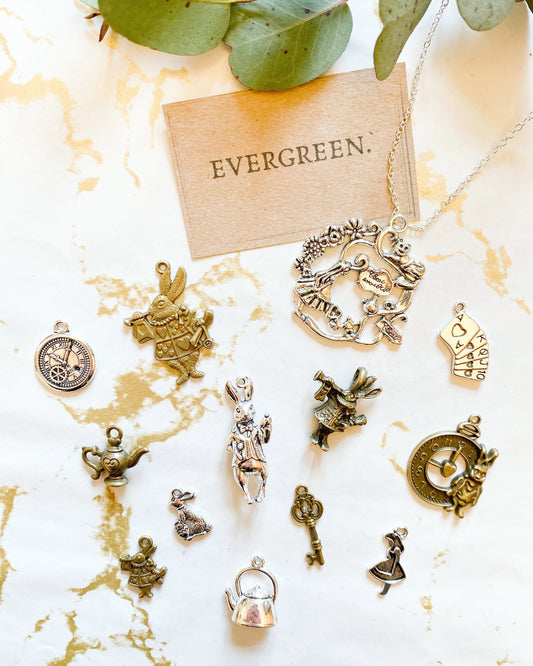 Alice In Wonderland Inspired Pendants - Bronze / Silver