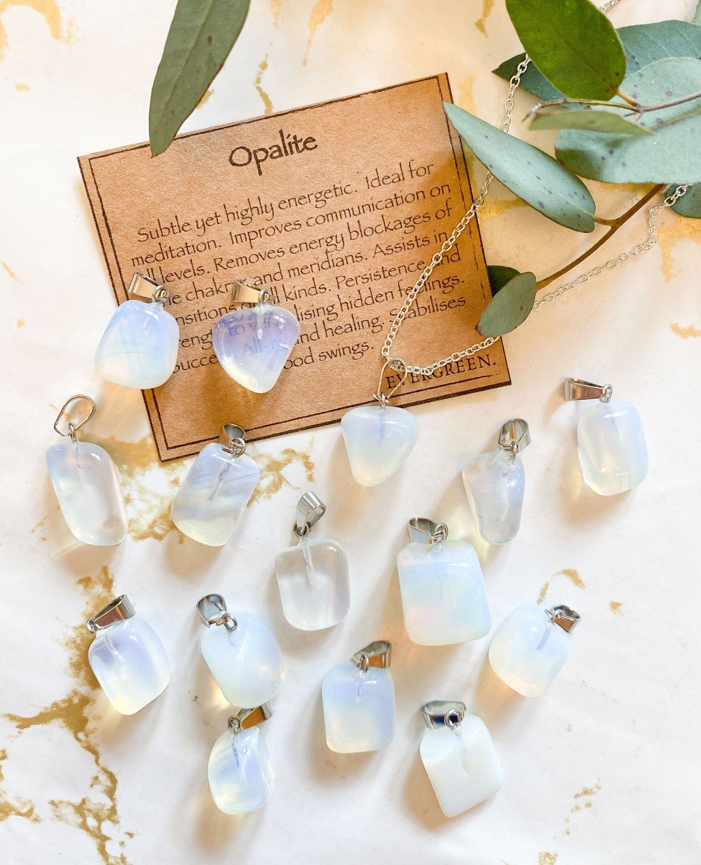 Opalite Crystal Tumbled Stone Pendant - Transition, Persistence & Strength